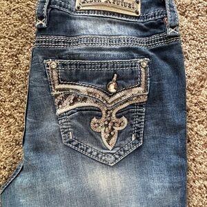 Rock Revival Dark Blue Jeans with Silver Accents
